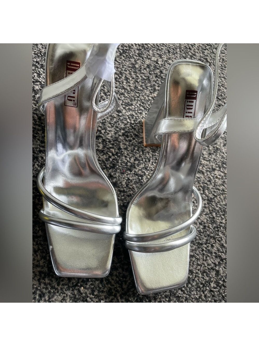 Silver Block Heel Sandals - Picture 13 of 16